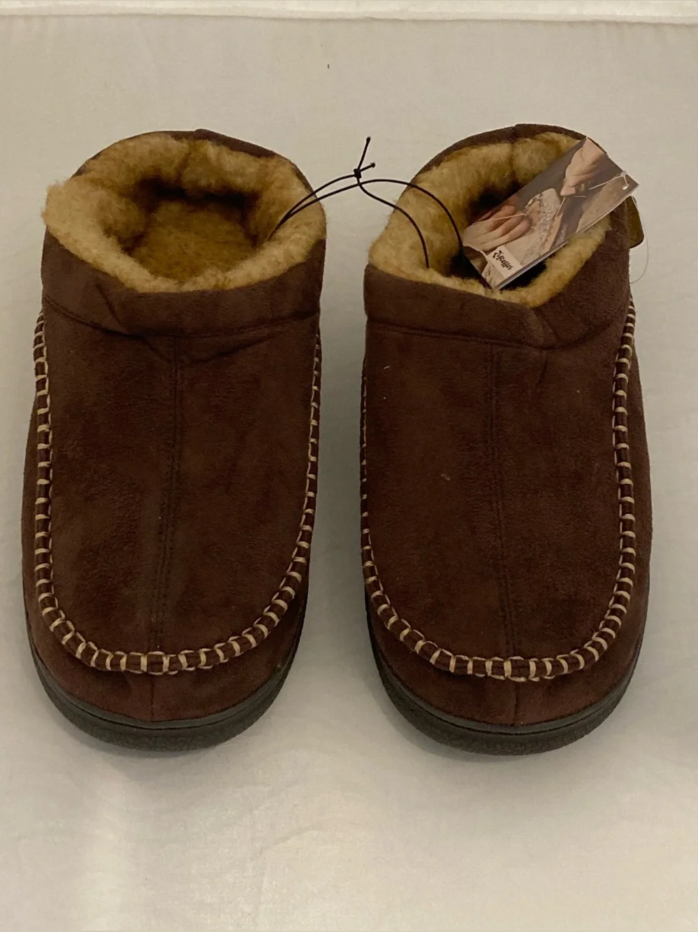 Zigzagger Mens 15 Moccasin Slippers Memory Foam House Shoes / Loafers Coffee NIB